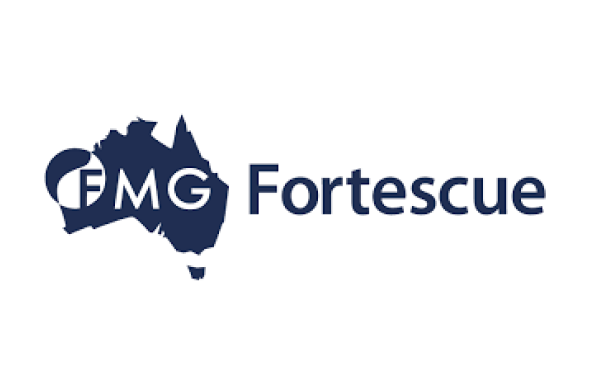 Fortescue's logo on the Home Page: Australia's map with 'FMG' inside and 'Fortescue' text. It's a corporate logo.